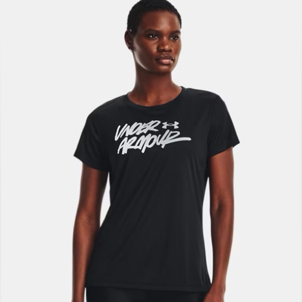Under Armour Women's Black Tee with White Logo